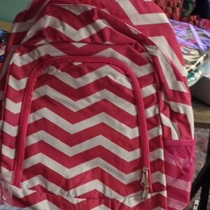 Stylish Pink and White Chevron Women's Backpack
